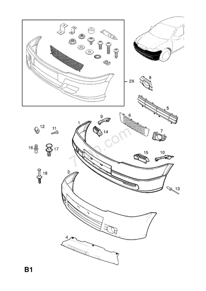 Genuine Astra H G Zafira A Bumper Guide Blind Rivit - 90589346